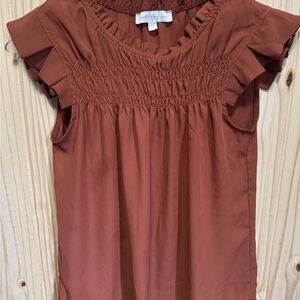 Women’s XS Monteau Los Angeles Orange Smocked Top